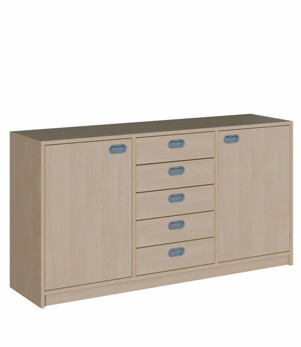K Raumteilerschrank 80 cm, 2 Türen/5 Schübe